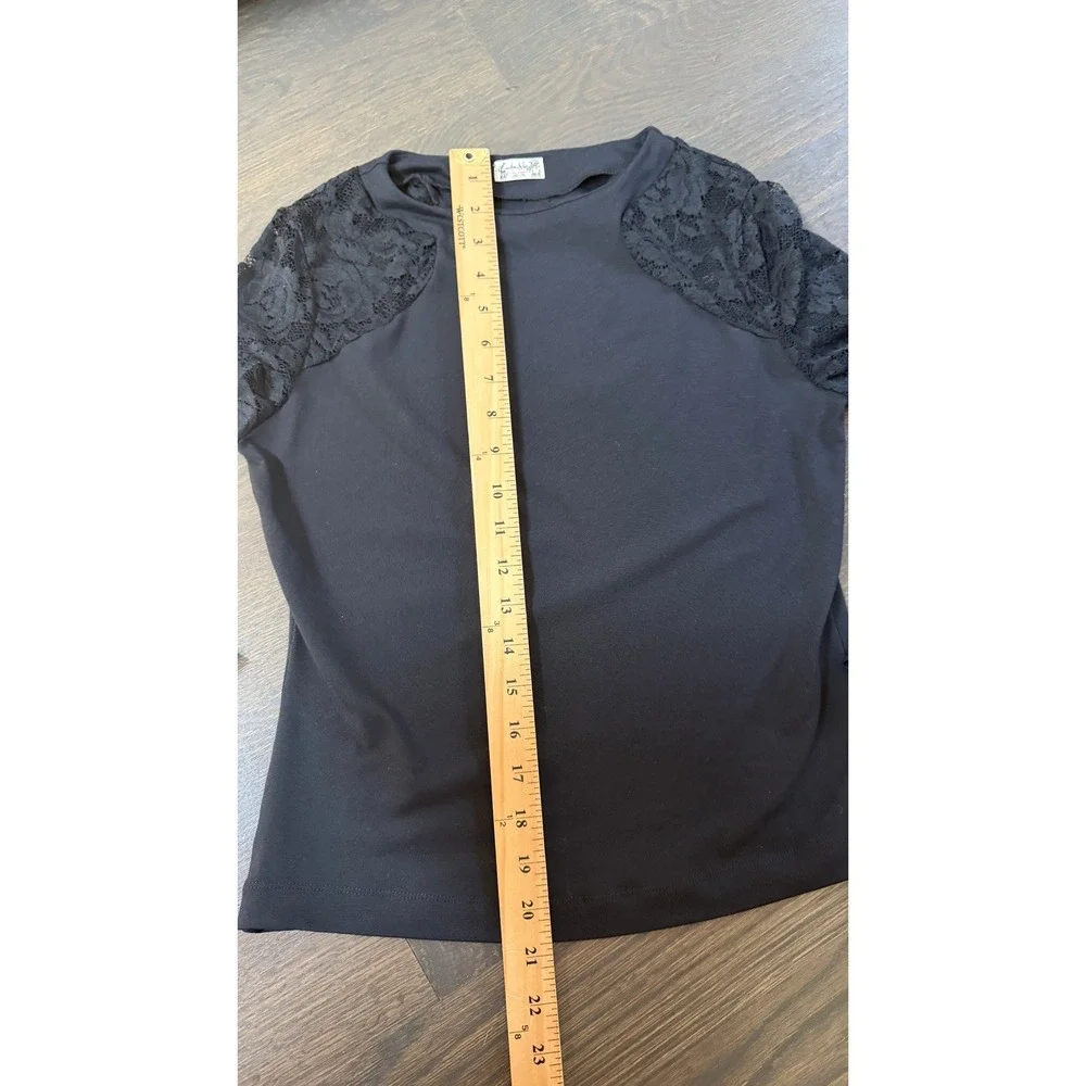 Free People Intimately No Excuses Long Sleeve Lace Top Black OB1186716 Size M